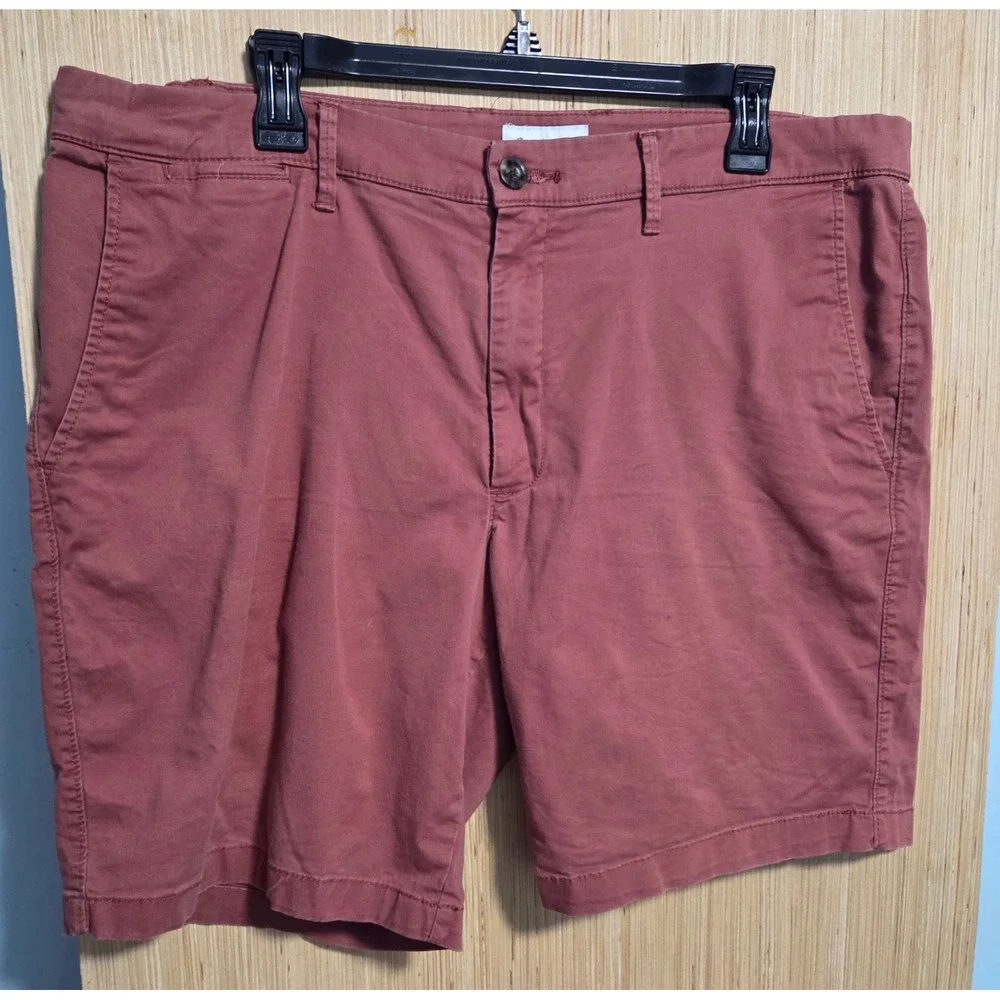 Goodfellow & Co Size 38 Mens Every Wear Chino Shorts Brick Red 9 Inch Inseam